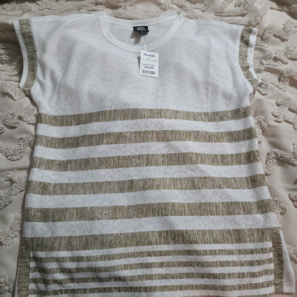 White Knit Crewneck Top
